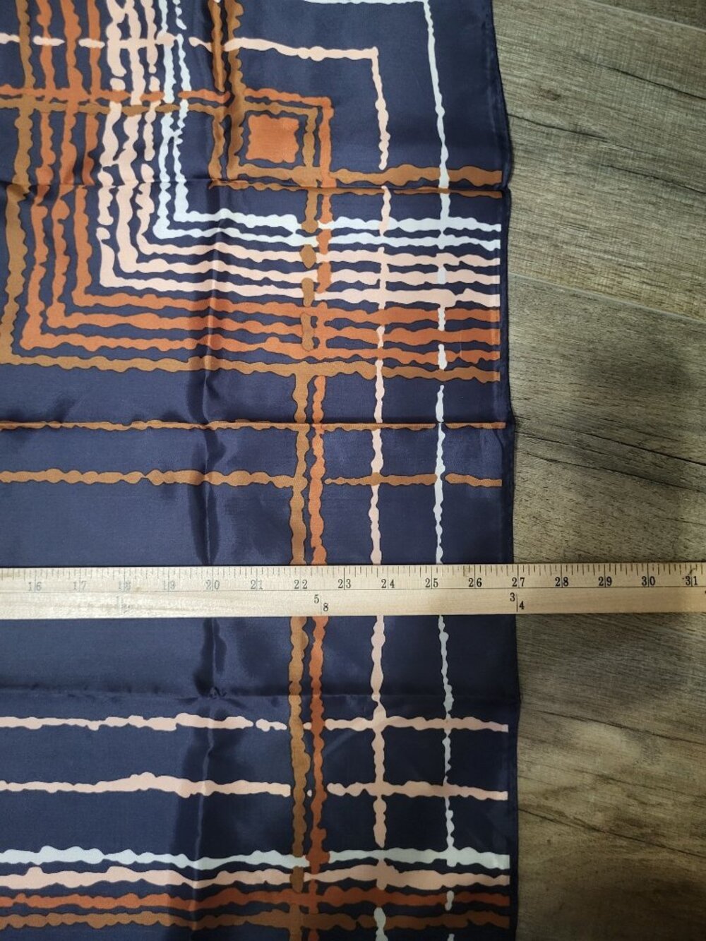 VTG Scarf Acetate Eastman 27" 1970s Geometric Abstract Japan Water Repellent - Picture 6 of 7